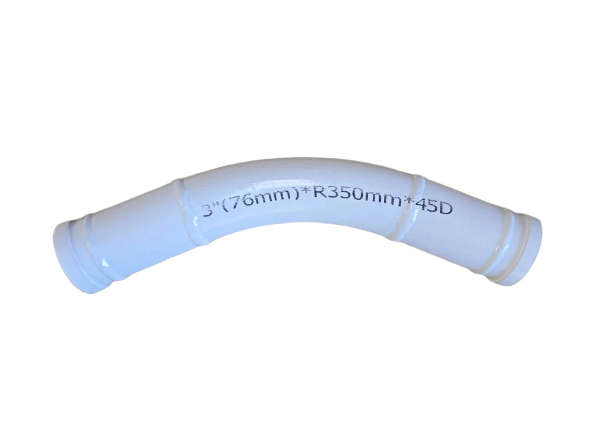 White plastic elbow pipe on a white background
